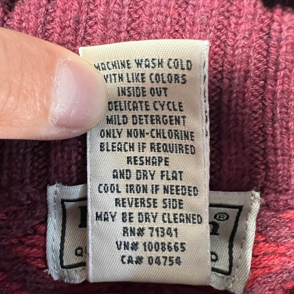 LL Bean Nordic Fair Isle Knit Sweater Mens Large TALL 1/4 Zip Red Gray Holidays - Picture 9 of 12